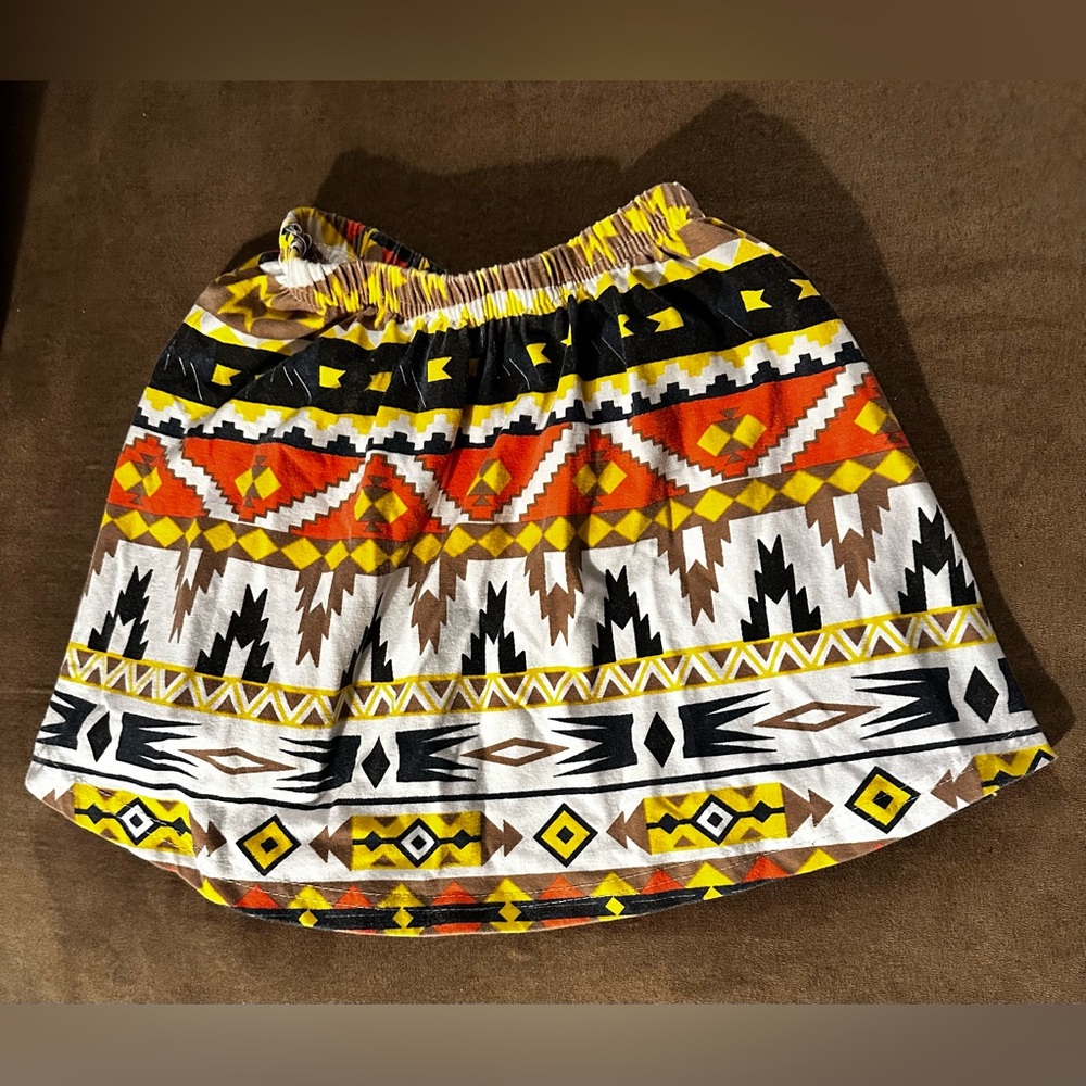 Tribal Print Elastic Waist Mini Skirt youth L 90’s Vintage
